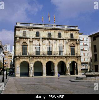FACHADA DE LA CASA CONSISTORIAL - 1689-1716. Location: AYUNTAMIENTO, CASTELLÓN, SPAIN. Stock Photo