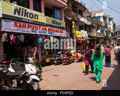 Street scene at Nainital Main Bazar at Talital area, Nainital, Uttarakhand, India Stock Photo