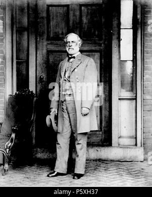N/A. English: Confederate General Robert E. Lee poses in a late April 1865([1]) portrait taken by Mathew Brady in Richmond, Virginia. Lee's surrender to Union General Ulysses S. Grant at Appomattox Court House on 9 April 1865, soon before this portrait was taken, marked the end of the American Civil War. 29 July 2007.   Mathew Brady  (1822–1896)      Description American photographer, war photographer, photojournalist and journalist  Date of birth/death 18 May 1822 15 January 1896  Location of birth/death Warren County Manhattan  Work period from 1844 until circa 1887  Work location New York C Stock Photo