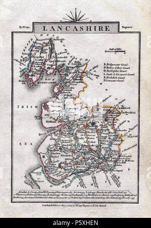 N/A. English: Lancashire. 1814 John Cary in Cary's Traveller's Companion . 1814.   John Cary  (1755–1835)    Description cartographer  Date of birth/death 1754 16 August 1835  Location of birth/death Corsley Mortlake  Work location London  Authority control  : Q3446124 VIAF:54449369 ISNI:0000 0001 0902 9713 LCCN:n82154813 NLA:36591446 Oxford Dict.:37265 WorldCat 279 Cary map lancashire 1814 Stock Photo