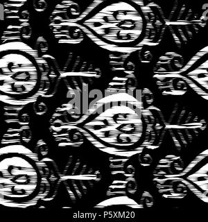 Vector seamless ikat pattern black and white Stock Vector Image & Art ...