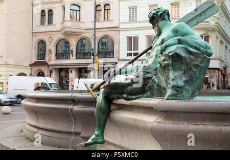 Vienna, Austria - November 4, 2015: Statue of Donnerbrunnen or Providentia fountain designed by Georg Raphael Donner and built from 1737 to 1739 on th Stock Photo