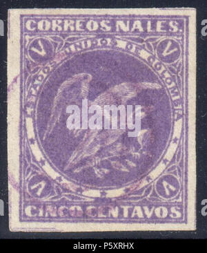 N/A. English: Colombia 5c purple, used mute ring cancel. Signed. Catalogue: Sc. 73, Yv. 54 . 1877. Colombian government 367 Colombia 1877 Sc73 Stock Photo