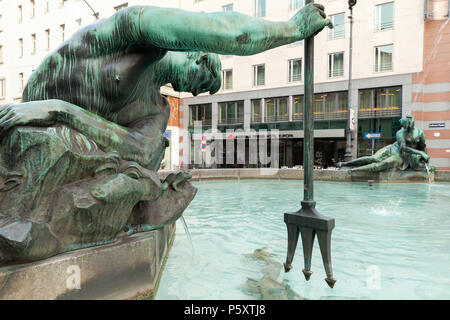 Vienna, Austria - November 4, 2015: Donnerbrunnen or Providentia fountain designed by Georg Raphael Donner and built from 1737 to 1739 on the Neuer Ma Stock Photo