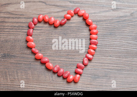 A heart shape made out of red jelly beans Stock Photo