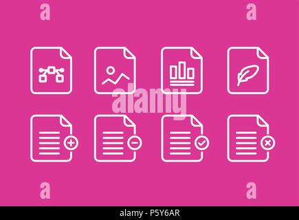 Document thin icons Stock Vector