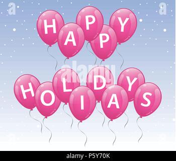 Vector illustration of pink air balloon in the sky Stock Vector