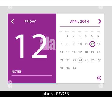Vector illustration of calendar in flat style Stock Vector