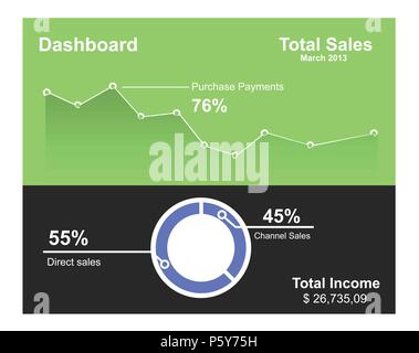 Graph chart in flat style Stock Vector