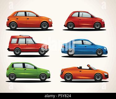 Set of realistic vehicles Stock Vector