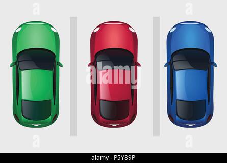 Set of vector cars top view Stock Vector