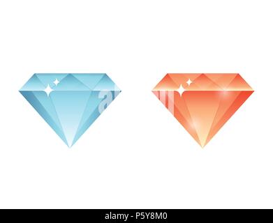 colorful gems, diamonds, crystals stone collection set Stock Vector