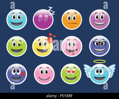 Set of Emoticons. Set of Emoji. Stock Vector