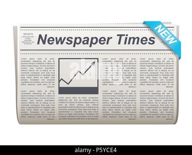 Folded newspaper vector icon with type and picture Stock Vector