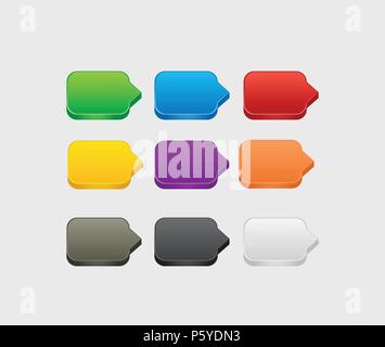 Set of blank colorful 3d square buttons for website or app Stock Vector