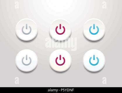 Power button icon set - simple flat design isolated on white background Stock Vector