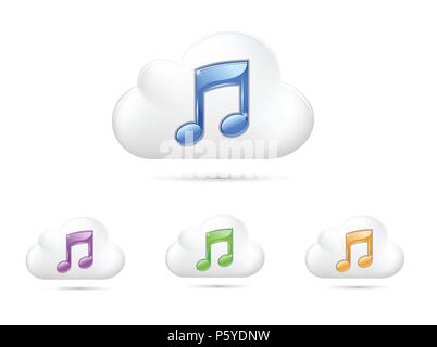 Cloud icon with music symble, Isolated On White Background Stock Vector