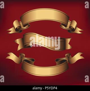 Gold ribbons horizontal banners Stock Vector