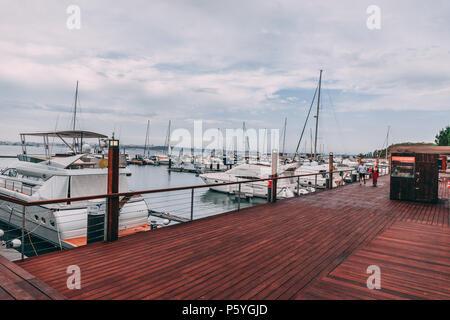 June 20th, 2018, Troia, Portugal - view of the Troia marina and its surroundings Stock Photo