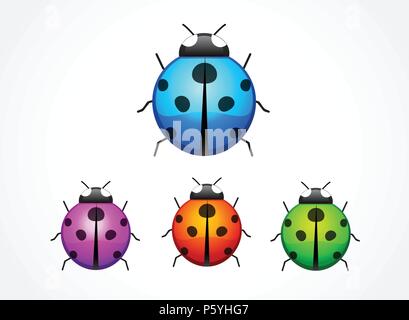 Set of ladybug isolated on white. vector illustration. Stock Vector