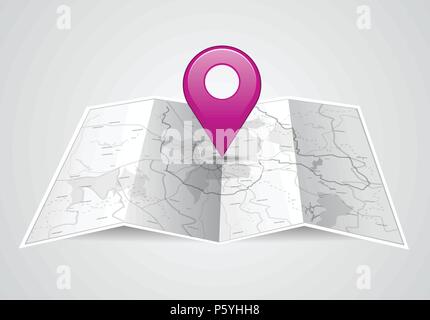 Vector map icon with Pin Pointer Stock Vector