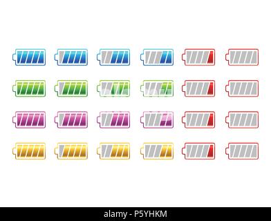 Illustration of battery level indicators Stock Vector