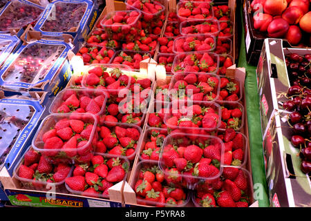 fruit displayed on a canterbury market stall kent uk june 2018 Stock Photo