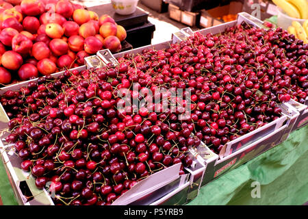 fruit displayed on a canterbury market stall kent uk june 2018 Stock Photo