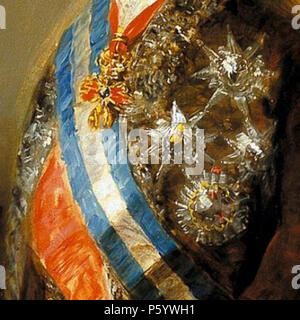 N/A. Español: Detalle de las condecoraciones de Carlos IV, La Familia de Carlos IV . 1800. Francisco de Goya 547 Familia de Carlos IV detalle Stock Photo