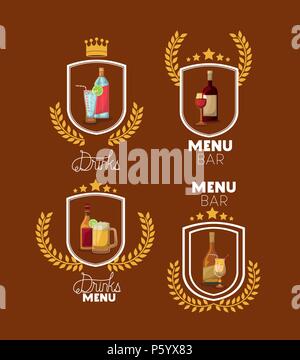 best drink bottle with cup frame Stock Vector