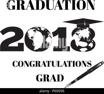 Graduation 2018 vector flat emblem, badge template Stock Vector