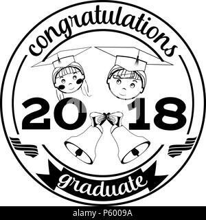 Graduation 2018 badge vector flat template Stock Vector