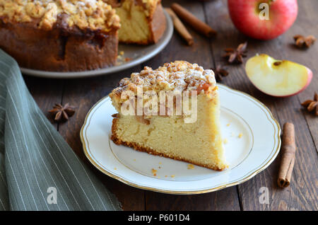 Homemade Apple Pie with Oat Streusel and Cinnamon Stock Photo