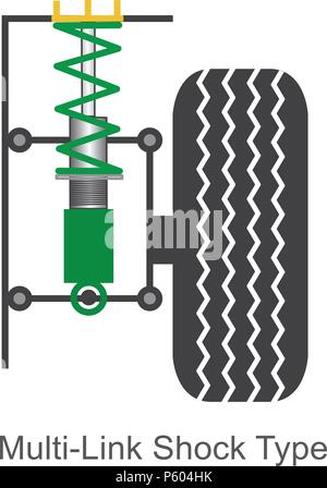 Car high performance suspensions system. Illustration. Stock Vector