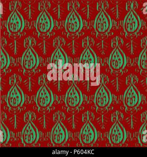 Vector abstract green ikat horizontal border seamless pattern ba Stock ...