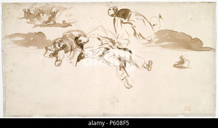 534 Eugène Delacroix, Study of Bodies &quot;Liberty Leading the People&quot;, 1830 Stock Photo