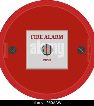 Fire alarm vector. Red Fire alarm on white wall eps10 Stock Vector