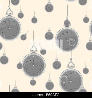 Vintage seamless pattern with watches. vector eps 10 Stock Vector