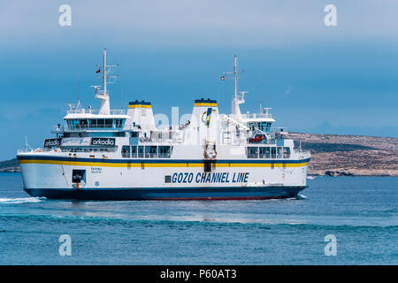 Gozo Channel Line ferry leaving Mgarr Harbour, Gozo, Malta