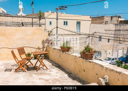 Roof terrace of a traditional Maltese house in the small village of Gudja, Malta. Stock Photo