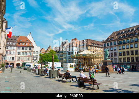 Place Gutenberg, Grande Ile, Strasbourg, Alsace, France Stock Photo