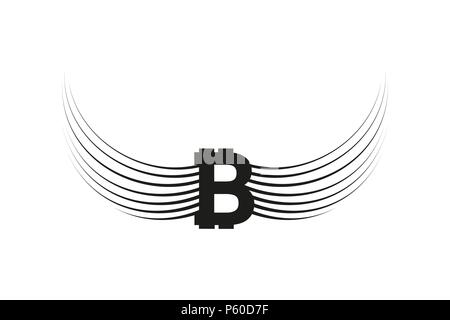 Bitcoin Cripto currency blockchain. Bitcoin flat logo on white background. Bitcoin with wings Stock Vector