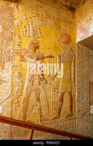 Inside the tomb of Merneptah or Merenptah (KV8) in the Valley of the Kings, Thebes, Luxor, Egypt, Africa Stock Photo