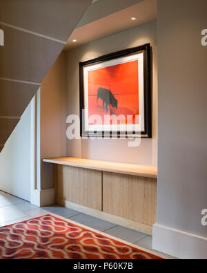 Red painting in modern hallway Stock Photo