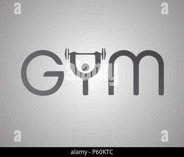 Gym text. Vector illustration. Sports inscription Gray background Stock Vector