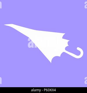 Paper airplane made umbrella. Vector illustration. Optical illusion. Blue background Stock Vector