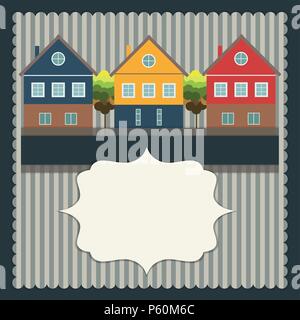 Abstract Real Estate Card With Colorful Houses Stock Vector