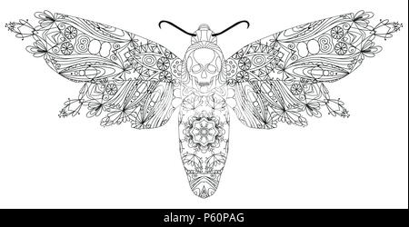 Butterfly zentangle styled with clean lines for coloring book for anti stress, t-shirt design, tattoo and other decorations Stock Vector