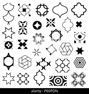 Abstract symbols in ornamental arabic style. Vector set of logo design templates. Vector motives symbols, illustration. Stock Vector