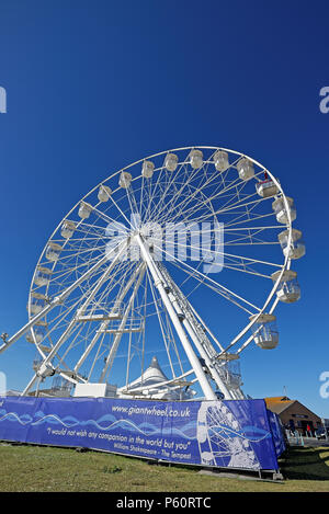 The big wheeel, or ferris wheel, in the UK seaside town of Skegness Stock Photo